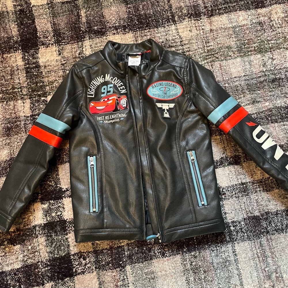 Disney Cars Lightning McQueen Vegan Leather Moto Jacket